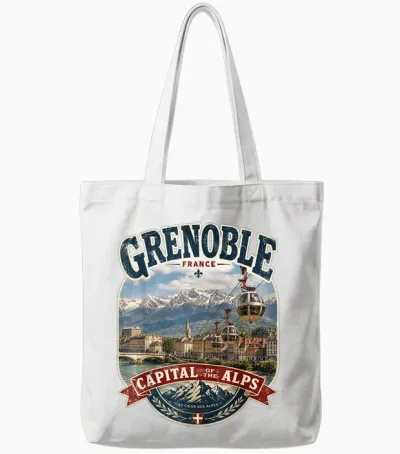 Grenoble France Capitale Des Alpes - Téléphérique Vintage Tote Bags - White