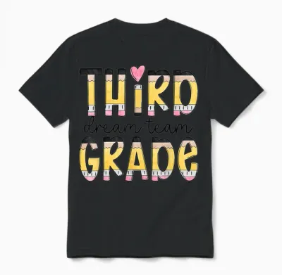 Third Grade Dream Team Back to School 3rd Grade Teacher Unisex T-Shirt - Black