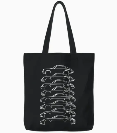 Iconic Car Evolution Line Art Design Klassisches Autodesign Tote Bags - Black
