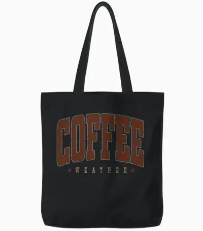 Retro Coffee Weather Tote Bags - Black