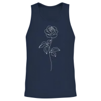 Minimalist Rose Line Art — Floral & Botanical Unisex Tank Top - Navy – 2