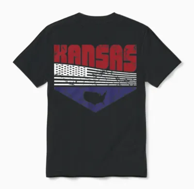 Retro Vintage Kansas Usa Unisex T-Shirt - Black