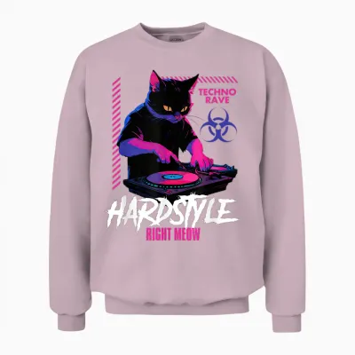Hardstyle Outfit Cat Djs Hardstyle Right Meow Unisex Sweatshirt - Light Pink