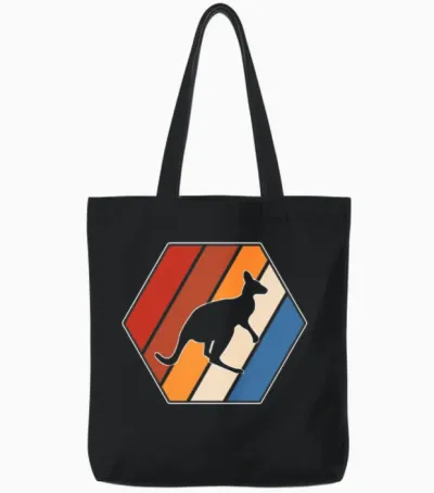 Kangaroo Retro Tote Bags - Black