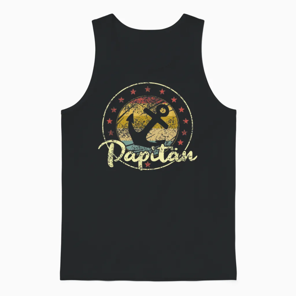 Papitän Vatertag Bester Papa Anker Norden Kapitän Unisex Tank Top in Black