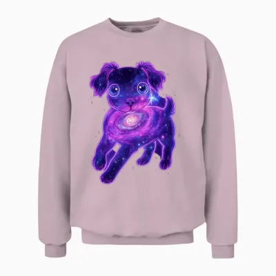 Cosmic Funny Dog Unisex Sweatshirt - Light Pink