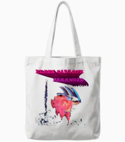 Black Sabbath Official Paranoid Motion Trails Tote Bags - White