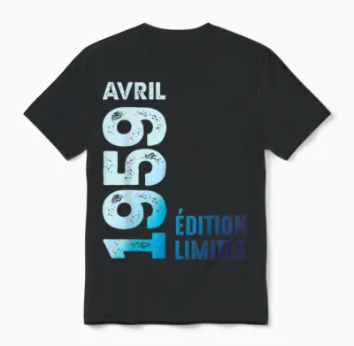 Limited Edition April 1959 Birthday Gift 1959 T-Shirt, Black, S Unisex T-Shirt - Black