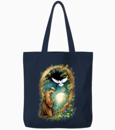 St Francis of Assisi Patron Saint of Animals Tote Bags - Navy