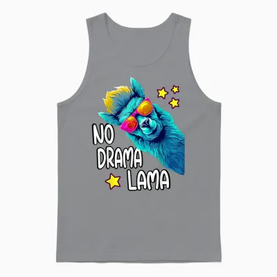 Lama No Drama with Sunglasses Cool Funny Saying Alpaca T-Shirt, Black Unisex Tank Top - Sport Grey