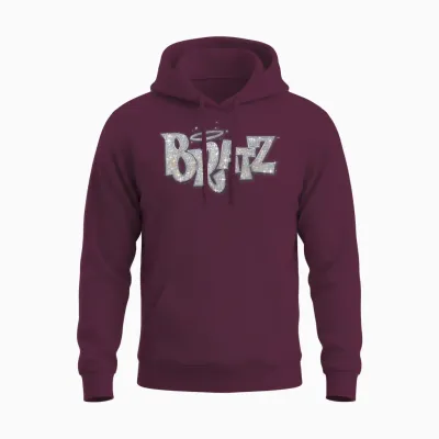 Bratz Silver Glitter Logo Purple Lining Angel Halo Sparkles Unisex Hoodie - Maroon