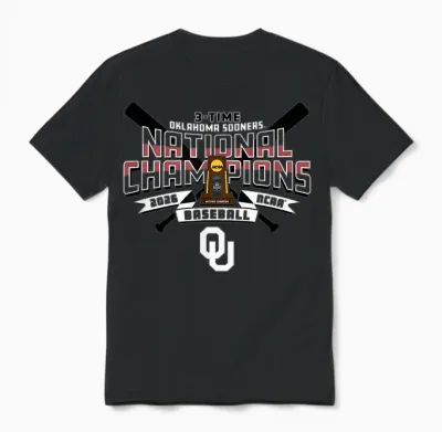 Oklahoma Sooners National Champs 2026 Baseball Cws Trophy Unisex T-Shirt - Black