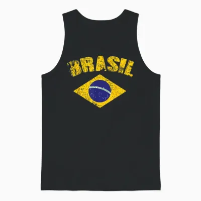 Brasilianische Nationalflagge Vintage Patriotischer Fußball Brasilien Unisex Tank Top - Black