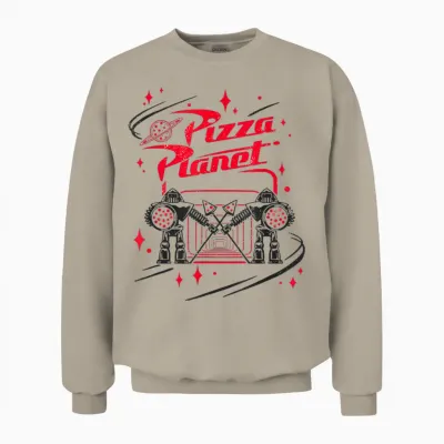 Disney Pixar Toy Story Pizza Planet Cool Guards Retro Logo T-Shirt, White, S Unisex Sweatshirt - Sand