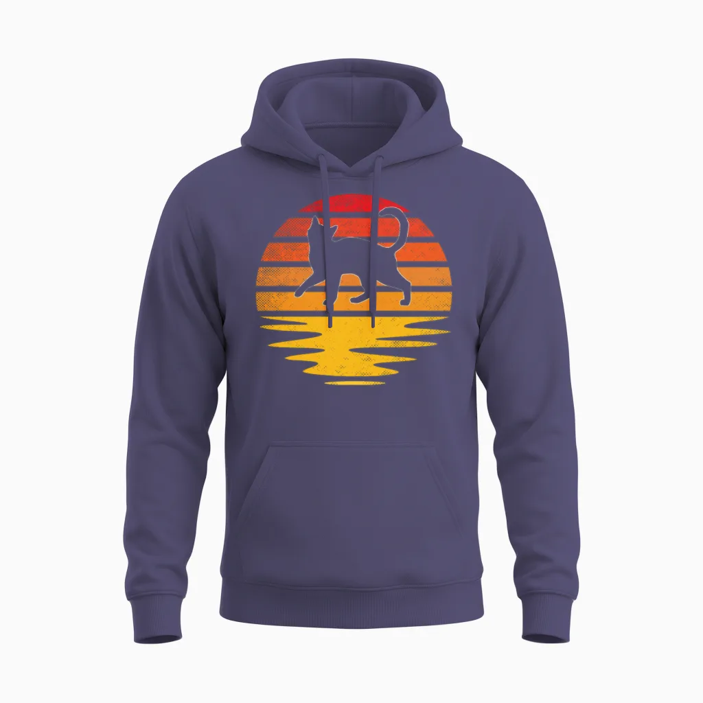 Cat Retro - Lovers Unisex Hoodie in Heather Sport Dark Navy