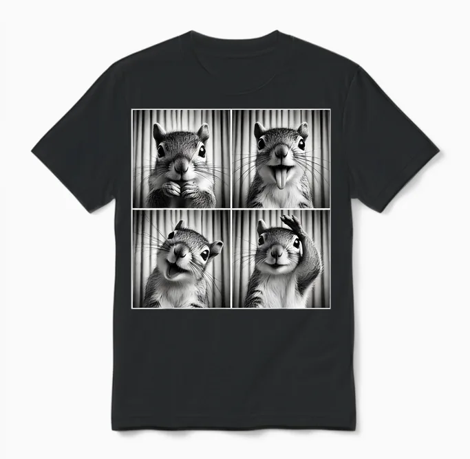 Süßes Eichhörnchen-Selfie-Foto, Lustig, Fotokabine, Eichhörnchen-Liebhaber Unisex T-Shirt in Black