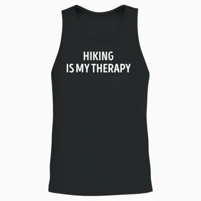 Hiking Is My Therapy Funny Outdoors Unisex Tank Top - Black