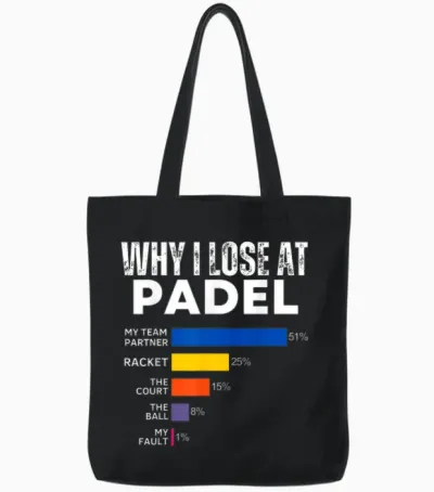 Why I Lose at Padel Tennis Funny Excuses for Women and Men Tote Bags - Black
