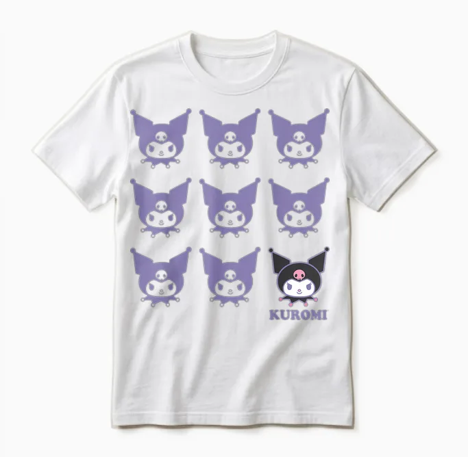 Kuromi Real T-Shirt - Unisex Kids Adult - Black - Short Sleeve - Cotton 100% - Small Unisex T-Shirt in White