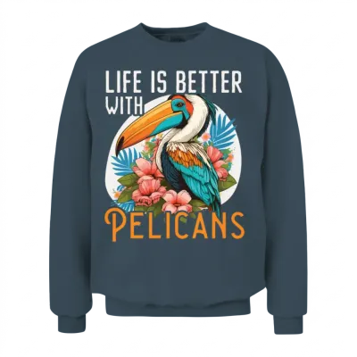 Bird Lover Flying Animal Ornithology Pelicans Unisex Sweatshirt - Dark Heather
