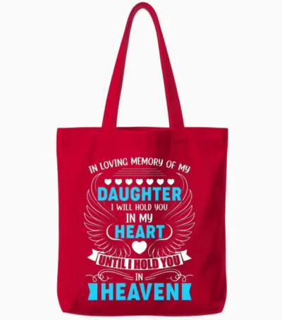Memory of Daughter Memorial Heaven Remembrance Mis Tote Bags - Red