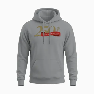 United States Marine Corps 250th Birthday Gold Logo Unisex Hoodie - Sport Grey