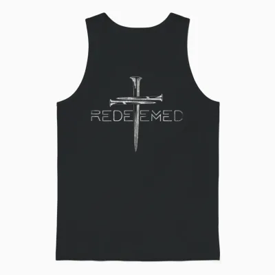 Redeemed Christian Bible Verse, Cross Follower Christian Tee Pullover Unisex Tank Top - Black
