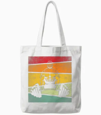 Body Building Retro Tote Bags - White