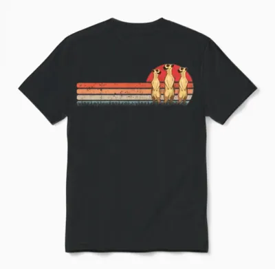 Meerkat Vintage Retro Unisex T-Shirt - Black