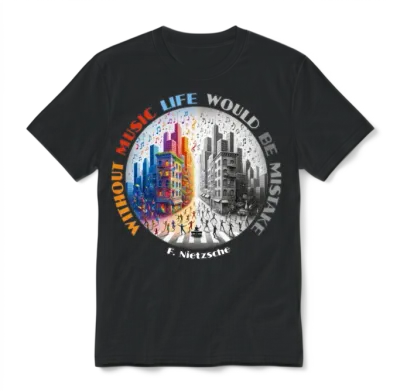 Without Music Life Would Be a Mistake Nietzsche Unisex T-Shirt - Black
