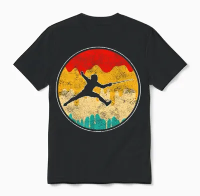 Fencing Retro Unisex T-Shirt - Black