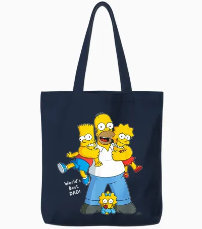 The Simpsons Homer Simpson World's Best Dad Father's Day Tote Bags - Navy