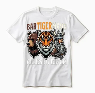 Bärtigermann Spruch Lustiger Bartiger Mann Wikinger Runen Hu Unisex T-Shirt - White