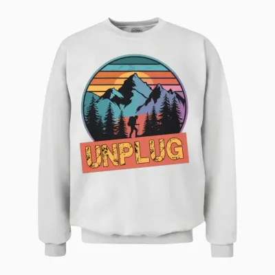 Hiking Hike Mountains Unplug for a Hiker Unisex Sweatshirt - White