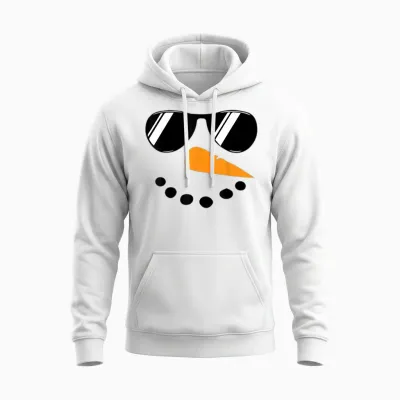 Snowman Face Family Christmas Matching Costume Men Women Kid Unisex Hoodie - White