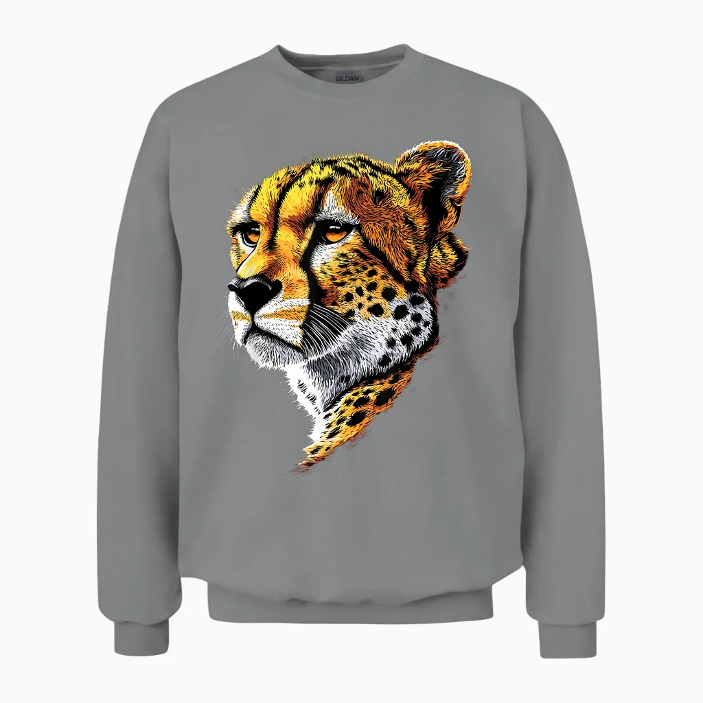 Cheetah Cheetah Feline I Love Cats Sweet Cheetah Unisex Sweatshirt in Sport Grey