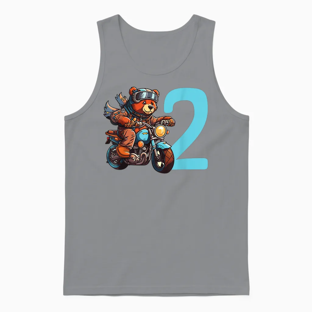Kinder Geburtstag Bär Auf Motorrad 2 Jahre Junge Zahl Alter Unisex Tank Top in Sport Grey