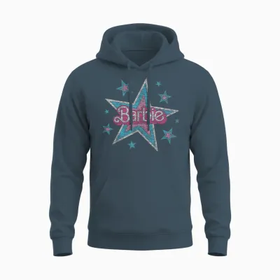 Barbie - Vintage Logo with Stars Unisex Hoodie - Dark Heather