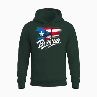 Puerto Rico Flag Boricua Unisex Hoodie - Forest