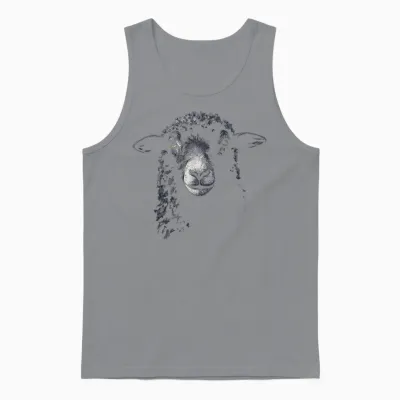 Schaf Gesicht Zeichnung Kunst Tierliebhaber Portrait Motiv Schaf Unisex Tank Top - Sport Grey