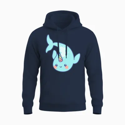 Narwhal, Cute Narwhal, Diving Unisex Hoodie - Navy