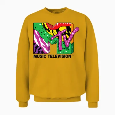Mademark X Mtv - the Official Mtv Logo with Colorful Crazy Wild Creative Art Unisex Sweatshirt - Gold
