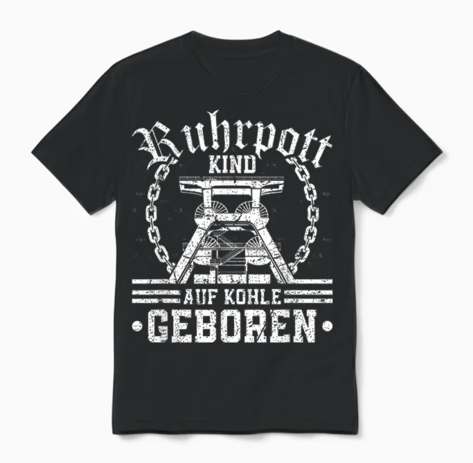 Ruhrpott Kind Auf Kohle Geboren Heimat Bergbau Glück Auf Unisex T-Shirt in Black