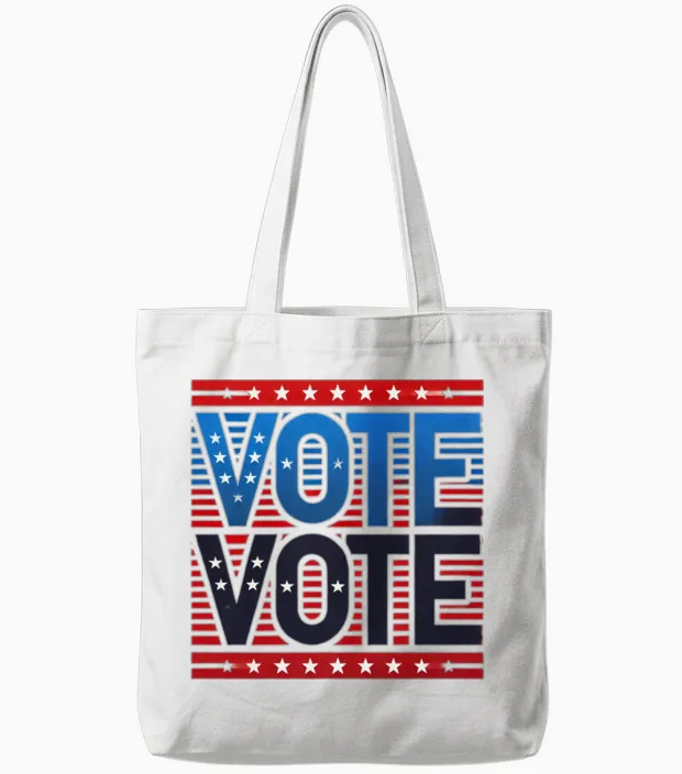 Vote Retro Style Tote Bags in White