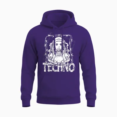 Backprint Techno Merch Rave Kleidung 200 Bpm Techno Nonne Unisex Hoodie - Purple