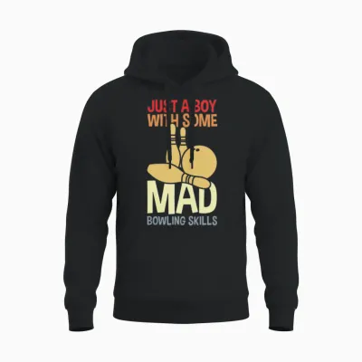 Funny Bowling Boy Unisex Hoodie - Black