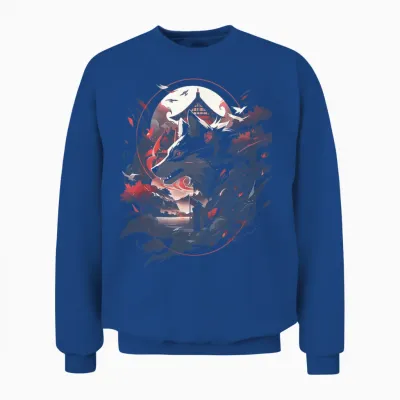 Japanese Wolf Wolves Mythology Nature Anime Otaku Unisex Sweatshirt - Royal