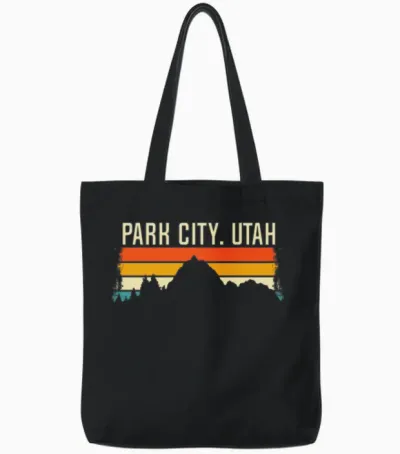 Park City Utah Retro Vintage, Retro Mountain Utah Tote Bags - Black