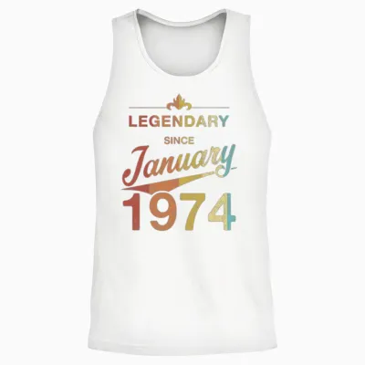 50th Birthday 50 Year Old Born January 1974 Gift Unisex Tank Top - White