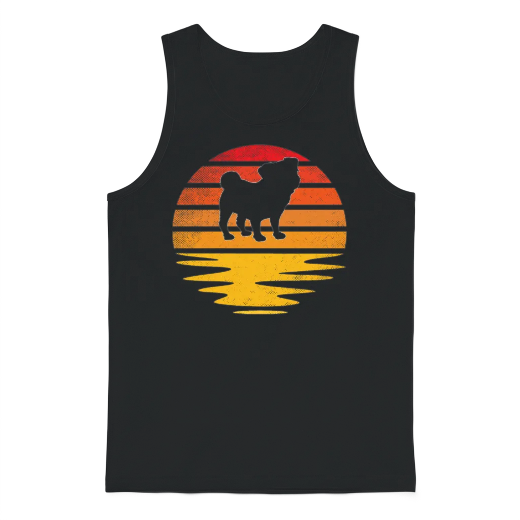 Pug Retro Unisex Tank Top - Black